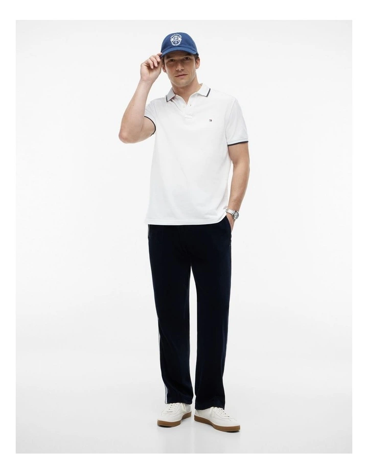 Regular Fit Tipped Pique Polo Shirt in White image 3