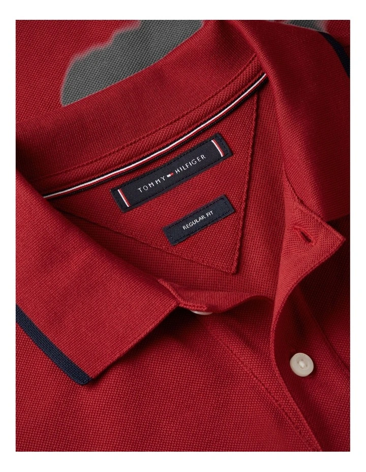 Regular Fit Tipped Pique Polo Shirt in Red image 5