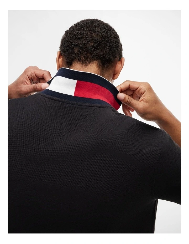 Regular Fit Tipped Pique Polo Shirt in Black image 1