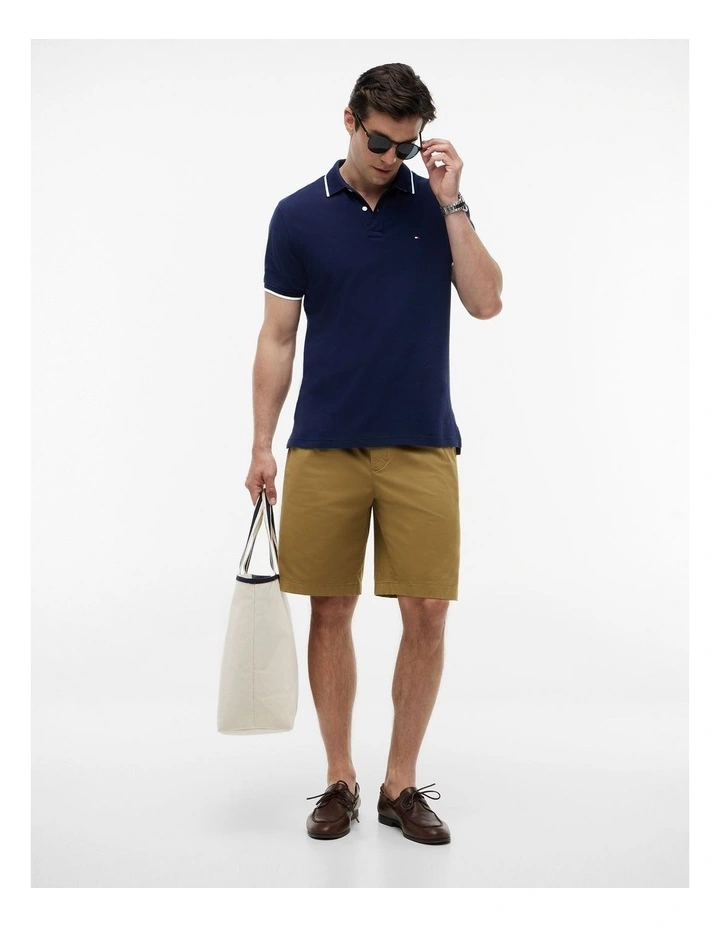 Regular Fit Tipped Pique Polo Shirt in Blue image 4
