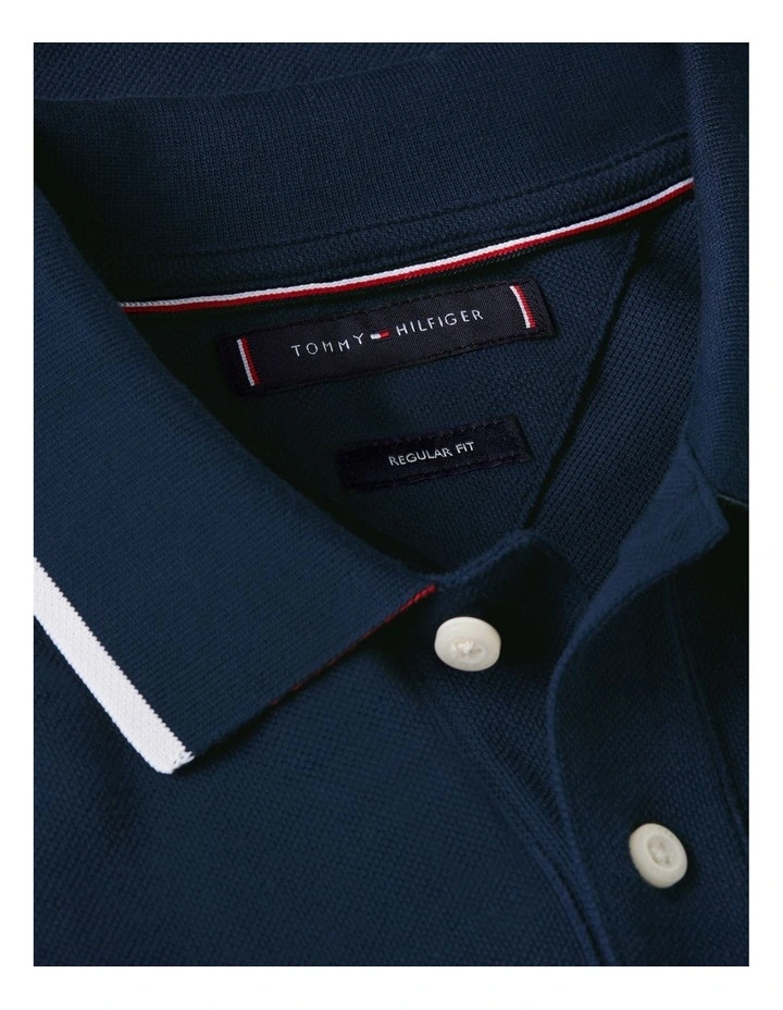 Regular Fit Tipped Pique Polo Shirt in Blue image 5