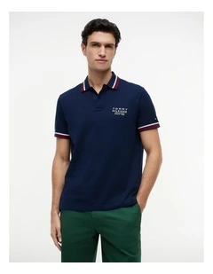 Trim Detail Polo Shirt in Blue