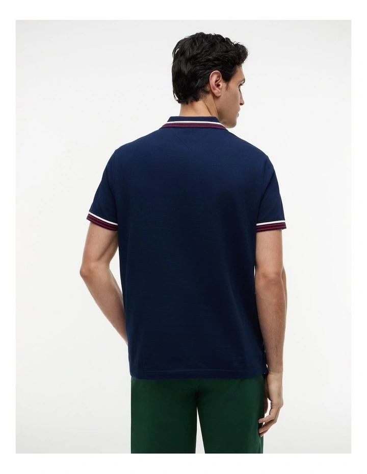 Trim Detail Polo Shirt in Blue image 2