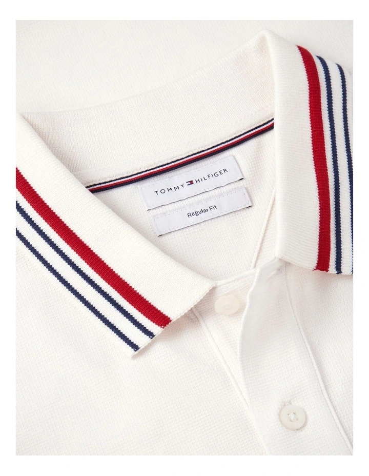 Trim Detail Polo Shirt in White image 5