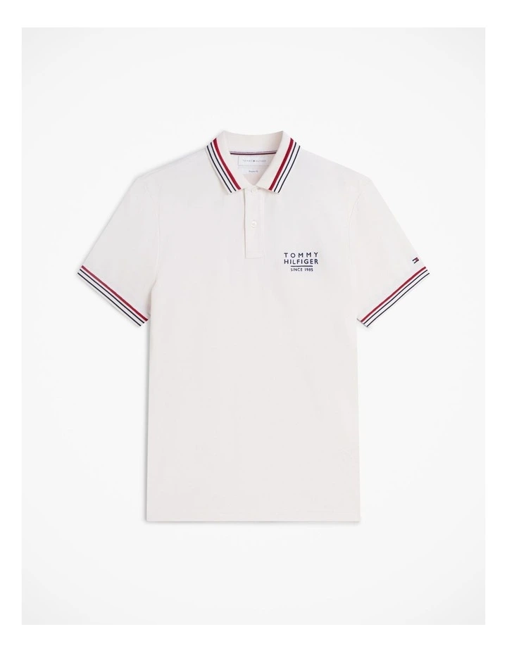 Trim Detail Polo Shirt in White image 6