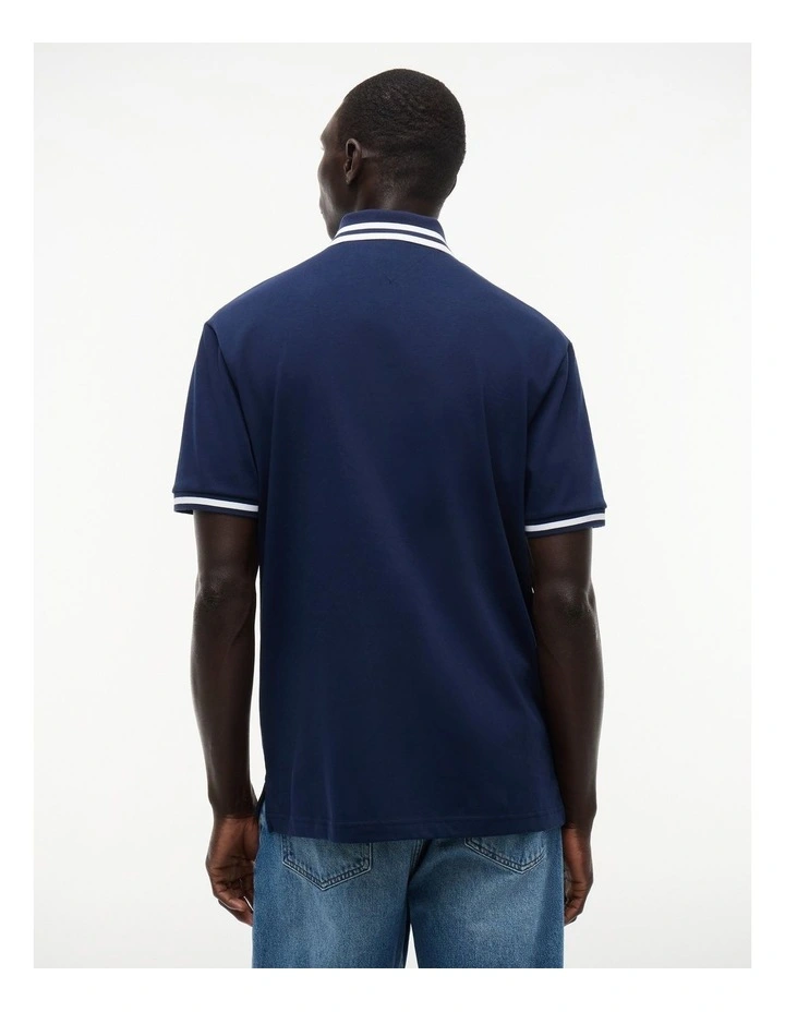 Regular Fit Logo Tipped Polo Shirt in Blue image 2