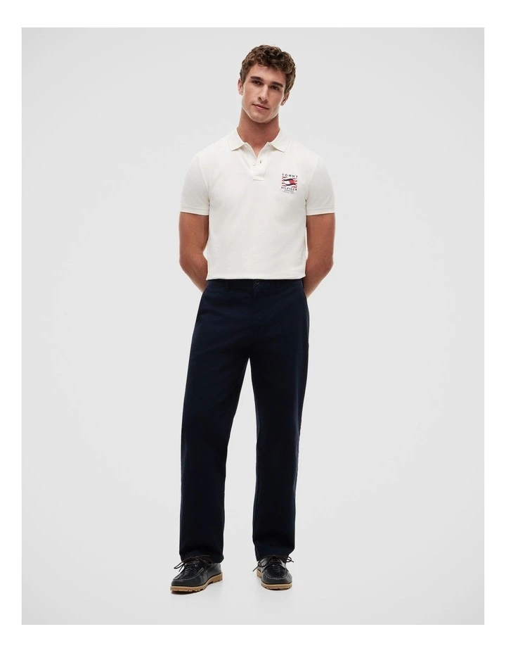 Flag Graphic Polo Shirt in White image 3