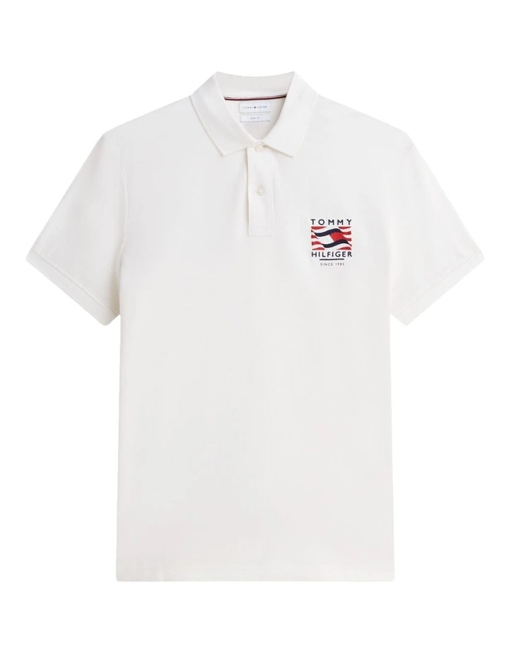 Flag Graphic Polo Shirt in White image 6