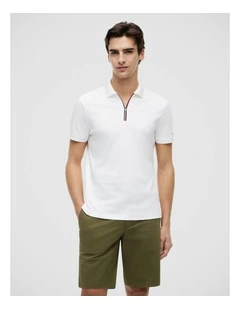 Regular Fit Fluid Cotton Polo Shirt in White