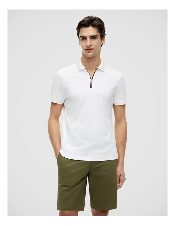 Regular Fit Fluid Cotton Polo Shirt in White image 1