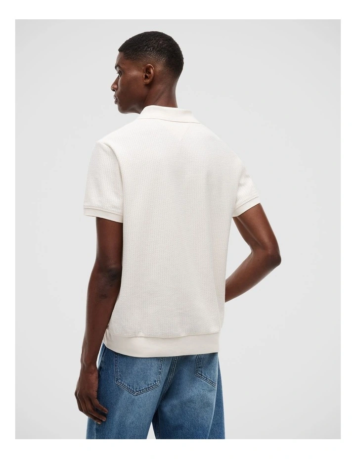 Regular Fit Jacquard Polo Shirt in White image 2