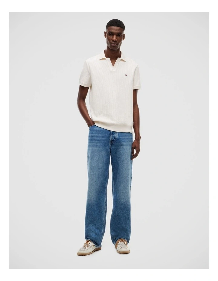 Regular Fit Jacquard Polo Shirt in White image 3