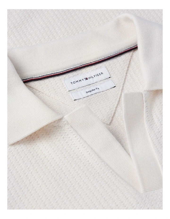 Regular Fit Jacquard Polo Shirt in White image 5