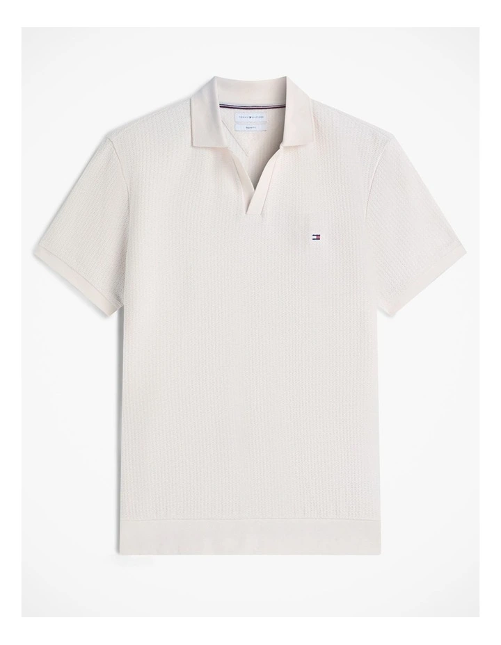 Regular Fit Jacquard Polo Shirt in White image 6