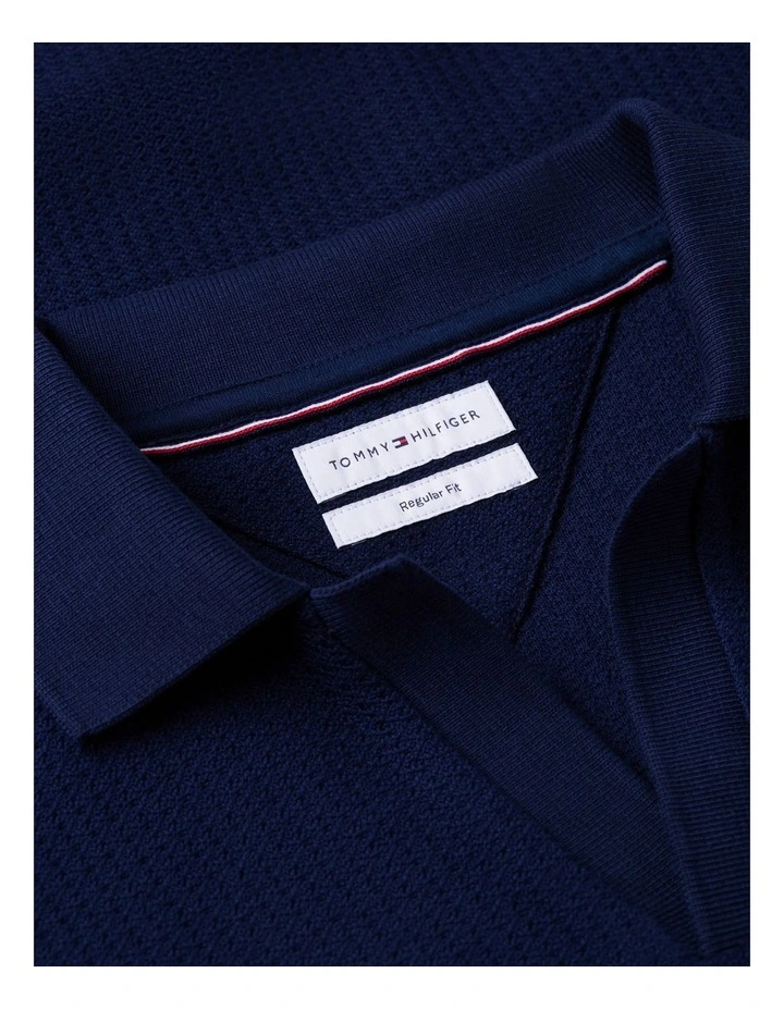 Regular Fit Jacquard Polo Shirt in Navy image 5