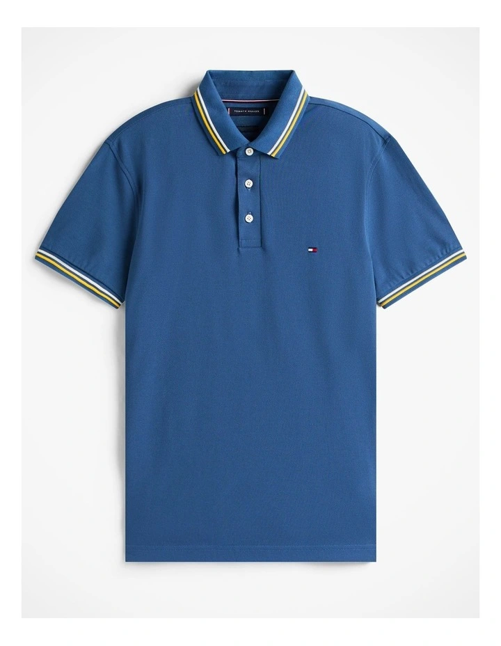 Slim Tipped Polo Shirt in Blue image 6