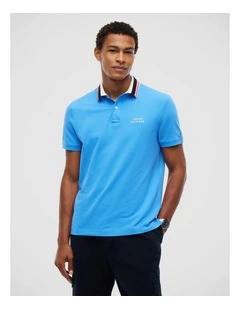 Regular Fit Tipped Collar Polo Shirt in Blue