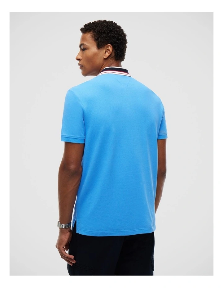 Regular Fit Tipped Collar Polo Shirt in Blue image 2
