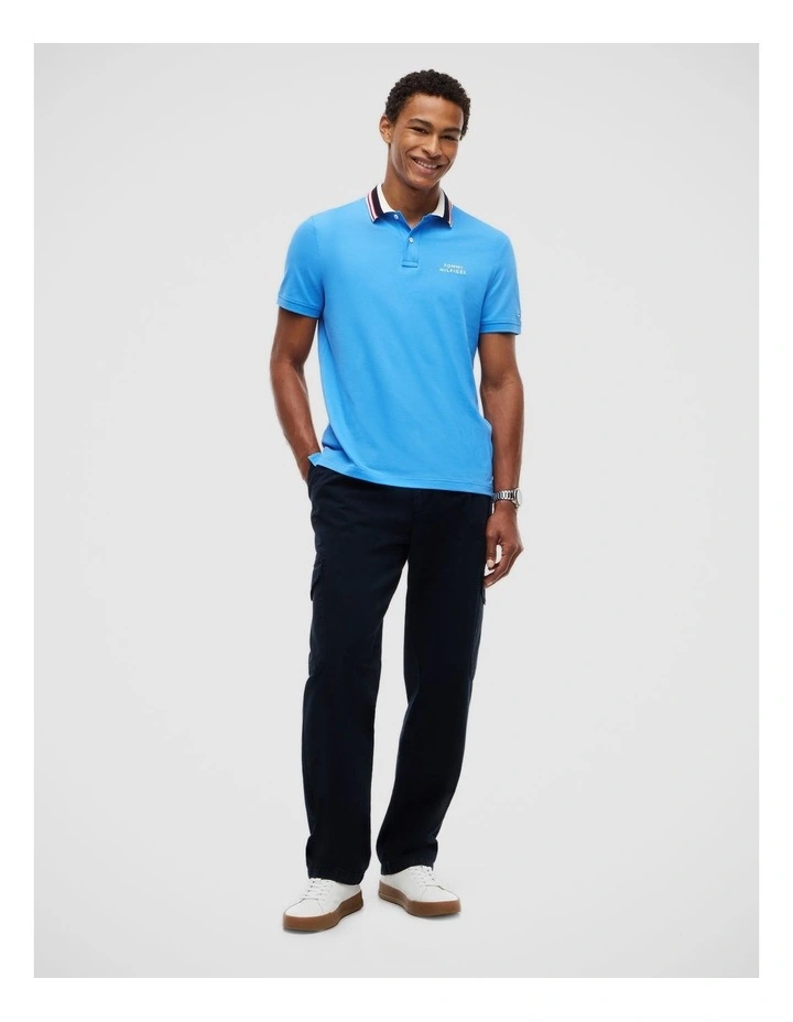 Regular Fit Tipped Collar Polo Shirt in Blue image 3