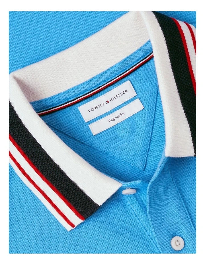 Regular Fit Tipped Collar Polo Shirt in Blue image 5