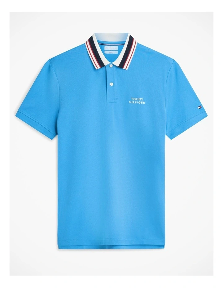 Regular Fit Tipped Collar Polo Shirt in Blue image 6
