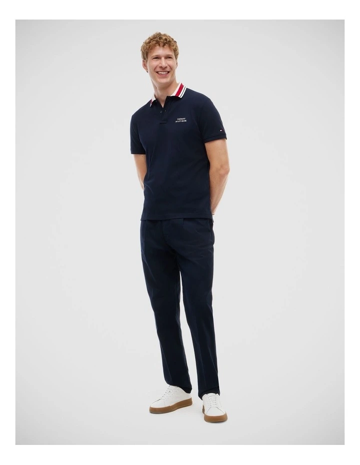 Regular Fit Tipped Collar Polo Shirt in Navy image 3
