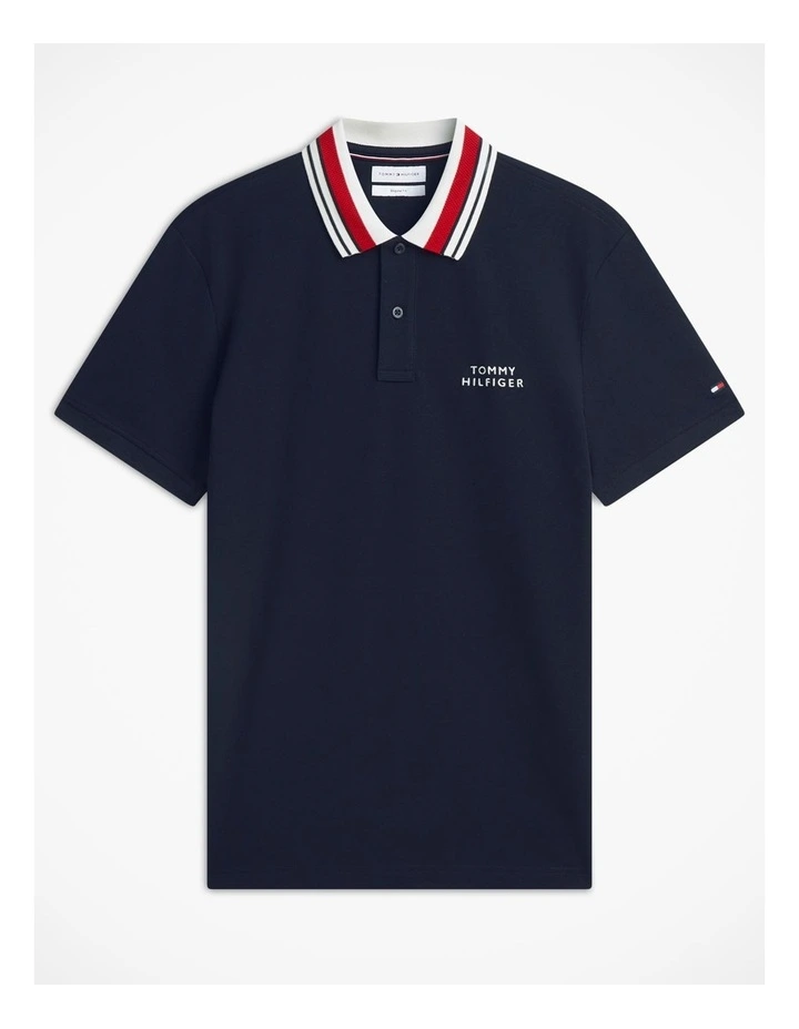 Regular Fit Tipped Collar Polo Shirt in Navy image 6
