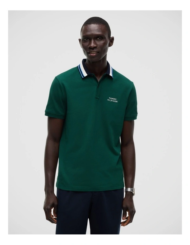 Regular Fit Tipped Collar Polo Shirt in Green image 1