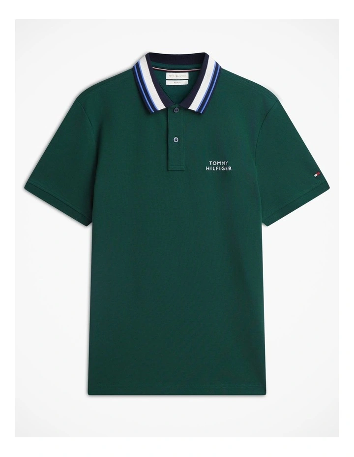 Regular Fit Tipped Collar Polo Shirt in Green image 6