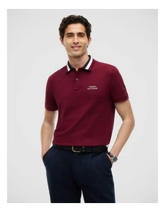 Regular Fit Tipped Collar Polo Shirt in Red