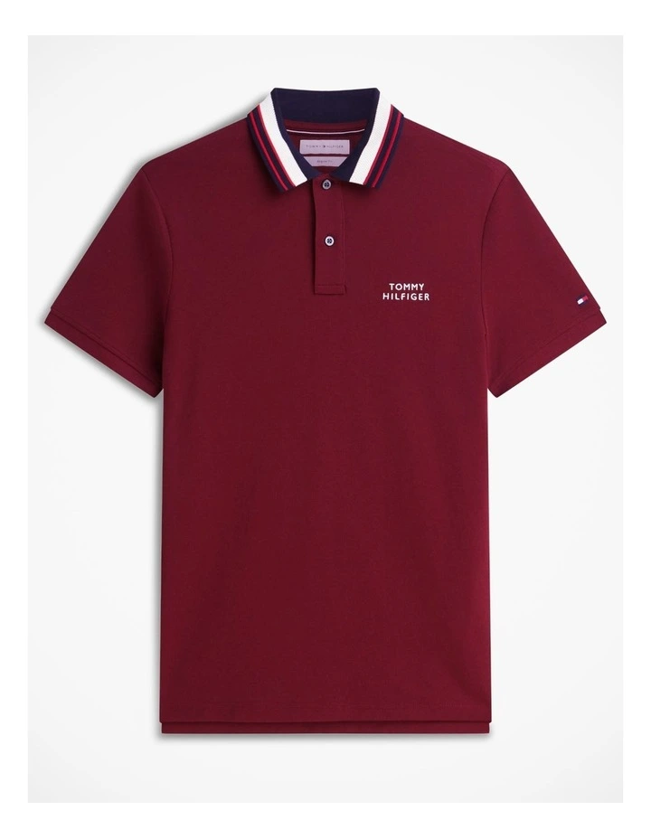 Regular Fit Tipped Collar Polo Shirt in Red image 6