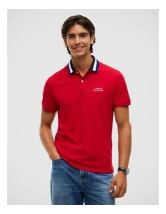 Regular Fit Tipped Collar Polo Shirt in Red