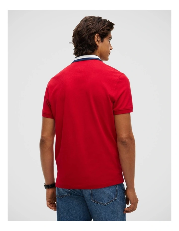 Regular Fit Tipped Collar Polo Shirt in Red image 2