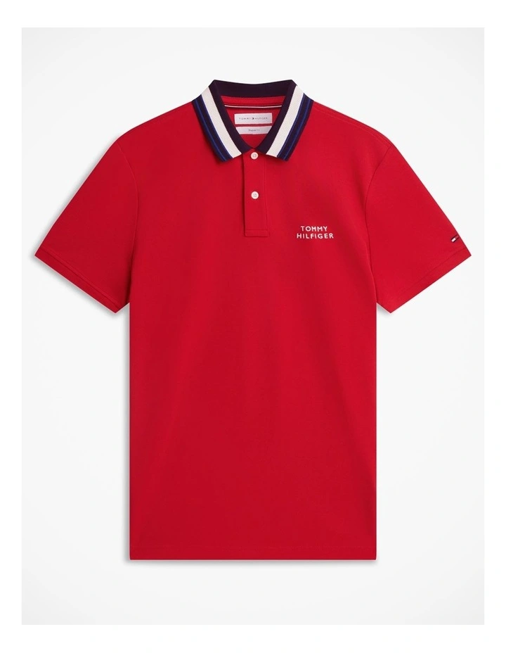 Regular Fit Tipped Collar Polo Shirt in Red image 6