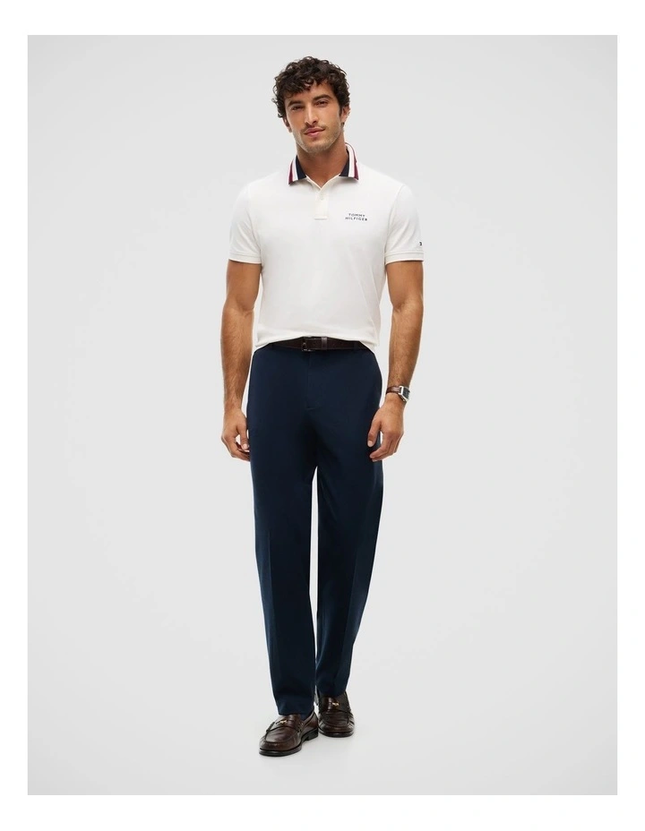 Regular Fit Tipped Collar Polo Shirt in White image 3
