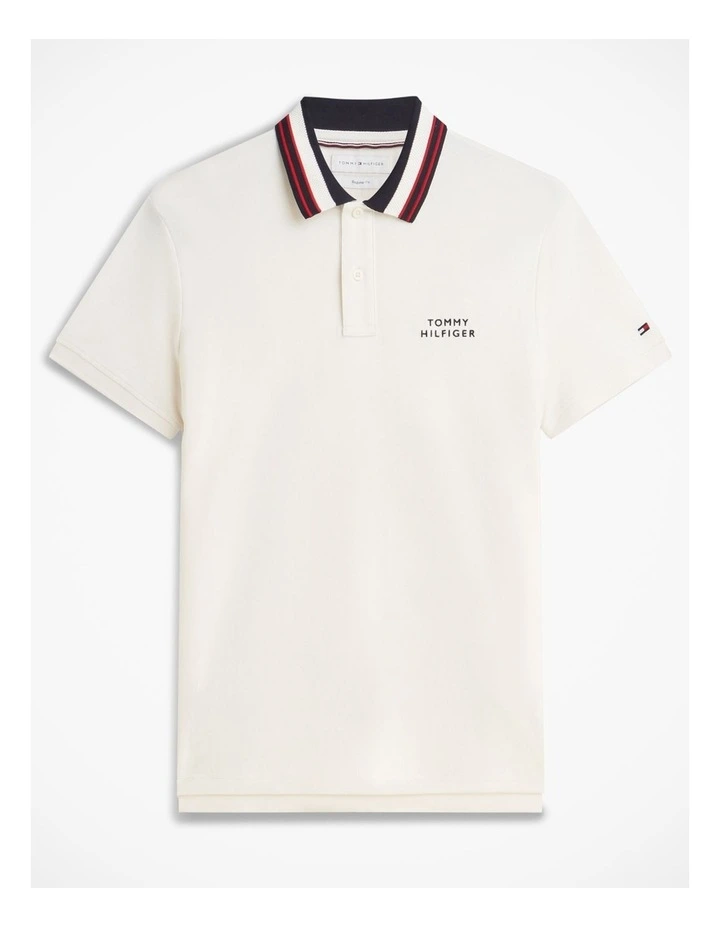 Regular Fit Tipped Collar Polo Shirt in White image 7