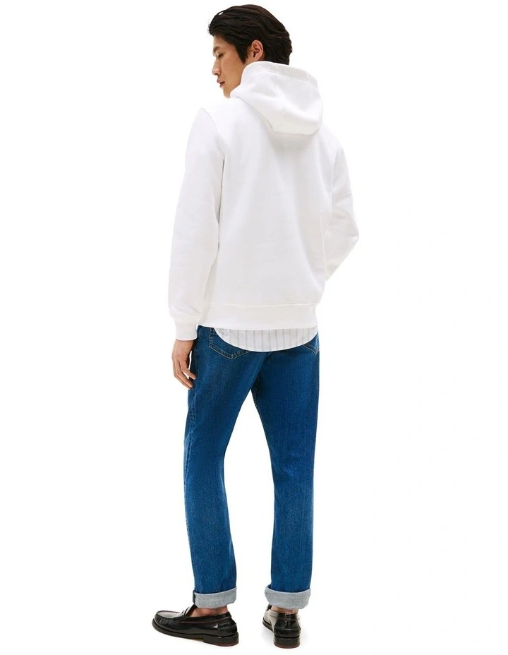 Logo Embroidery Flex Fleece Hoody in White image 3