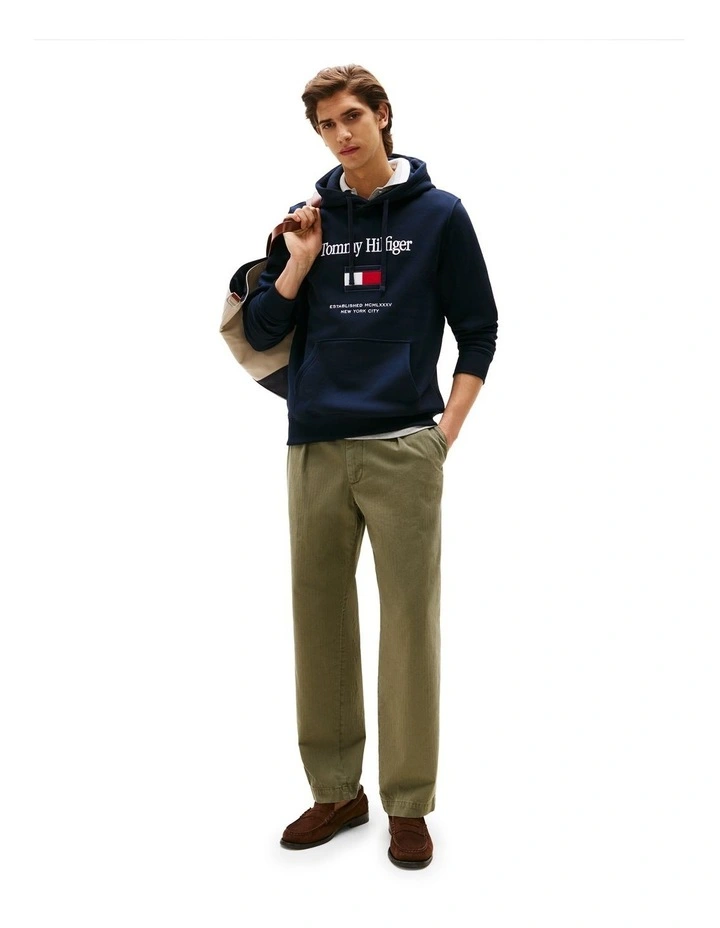 Logo Embroidery Flex Fleece Hoody in Blue image 4