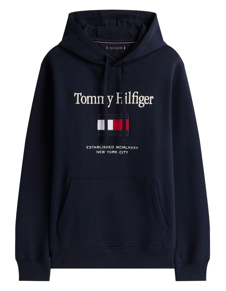 Logo Embroidery Flex Fleece Hoody in Blue image 5