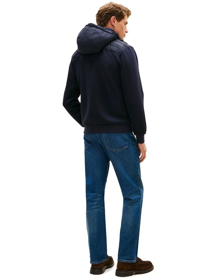 Mixed Panel Zip-Thru Hoody in Navy image 2