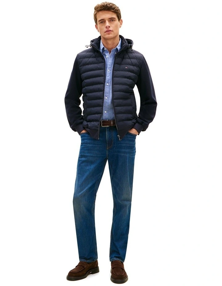 Mixed Panel Zip-Thru Hoody in Navy image 3