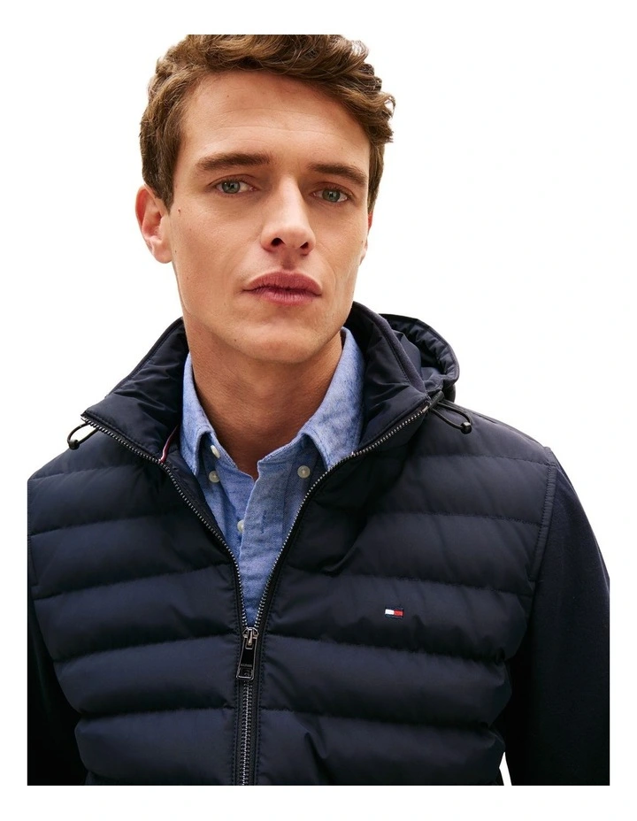 Mixed Panel Zip-Thru Hoody in Navy image 4