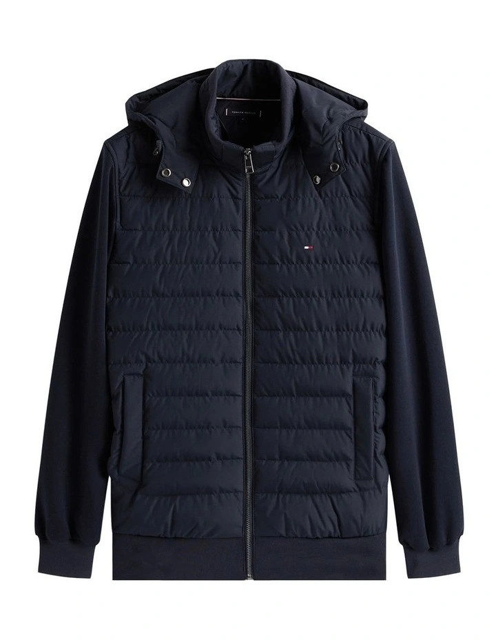 Mixed Panel Zip-Thru Hoody in Navy image 7