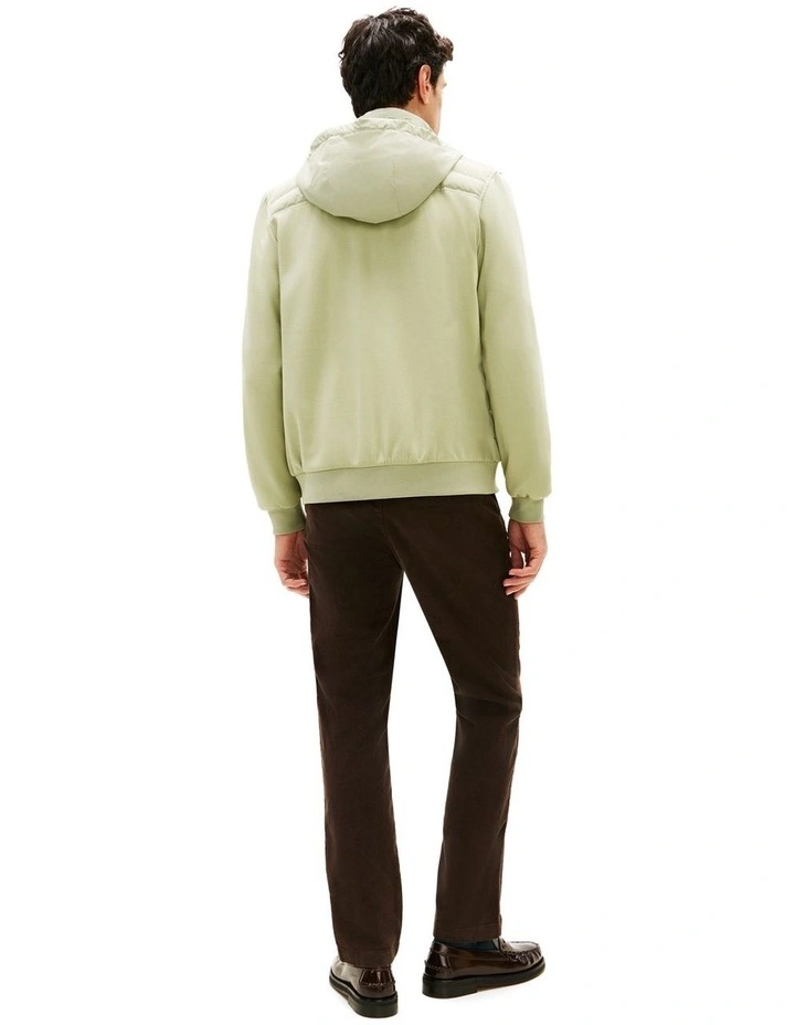 Mixed Panel Zip-Thru Hoody in Green image 2