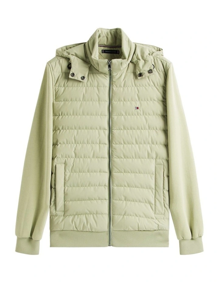 Mixed Panel Zip-Thru Hoody in Green image 7