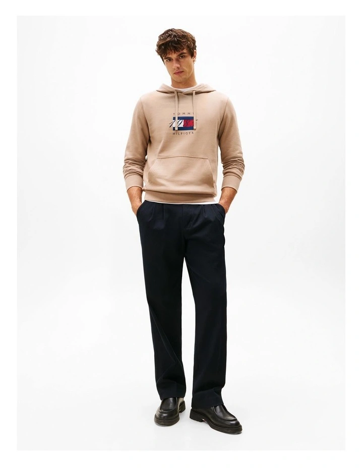 Flag Graphic Drawstring Hoody in Brown image 4