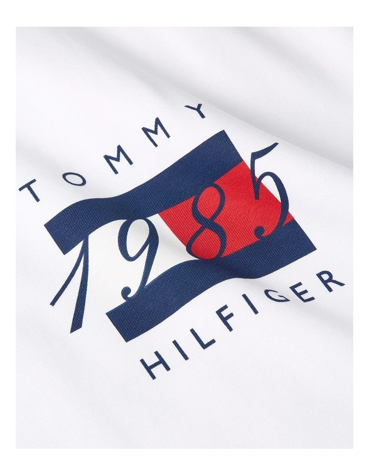 Flag Graphic Drawstring Hoody in White image 6