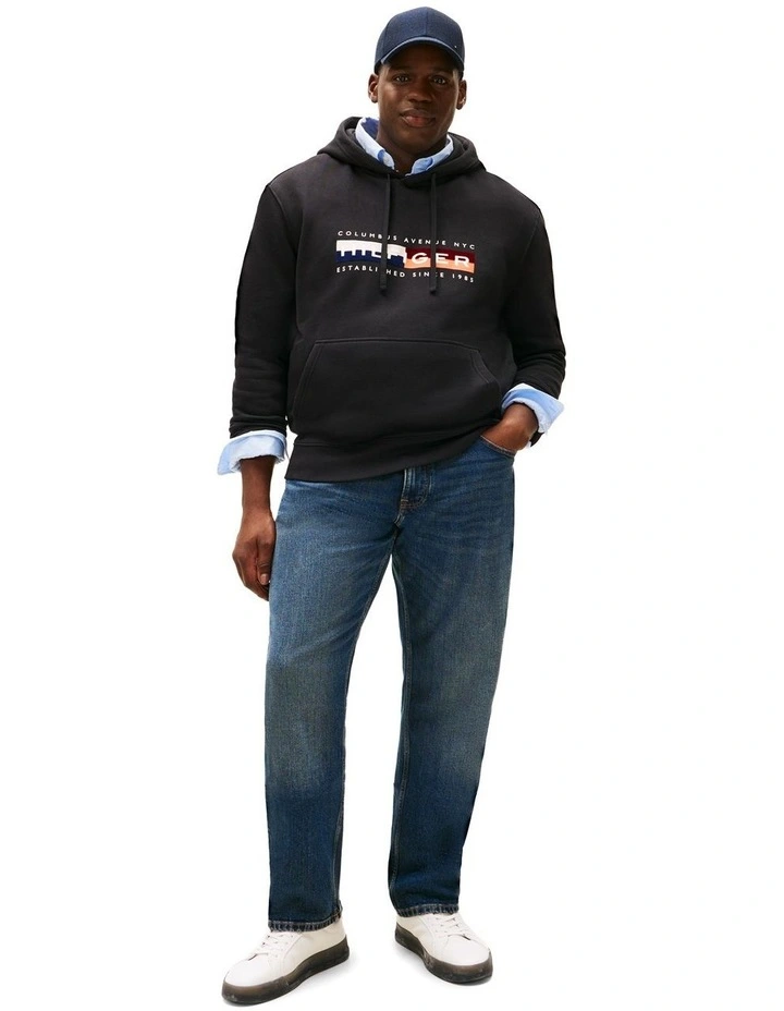 Colour Block Graphic Hoodie in Black image 4