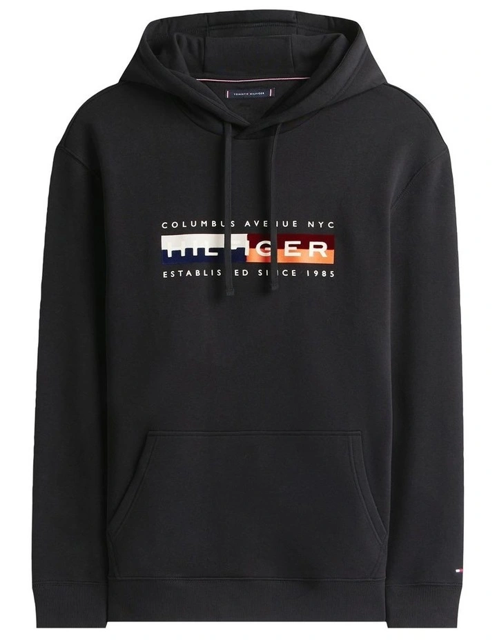 Colour Block Graphic Hoodie in Black image 5