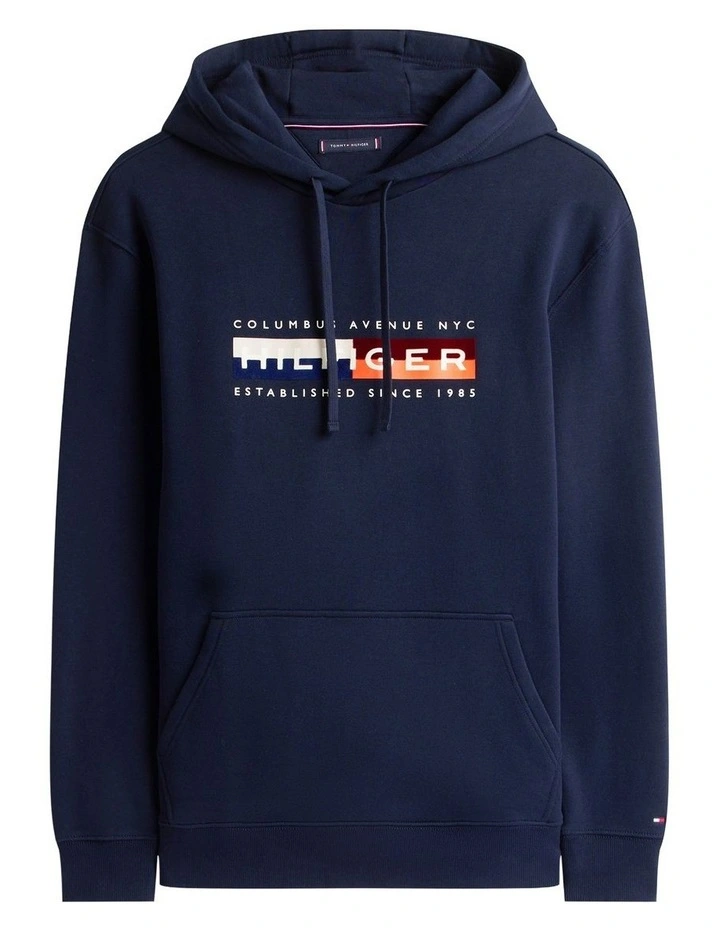 Colour Block Graphic Hoodie in Navy image 5
